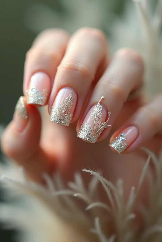 Make me nails inspired by feathers