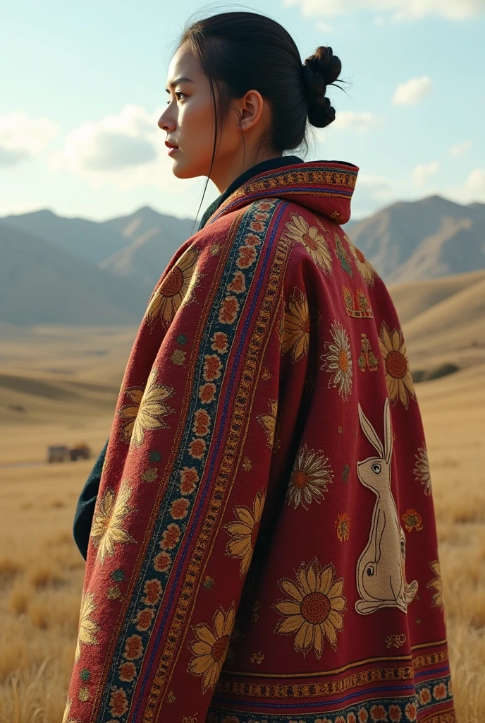 Traditional Mongol robe pattern of a rabbit 
