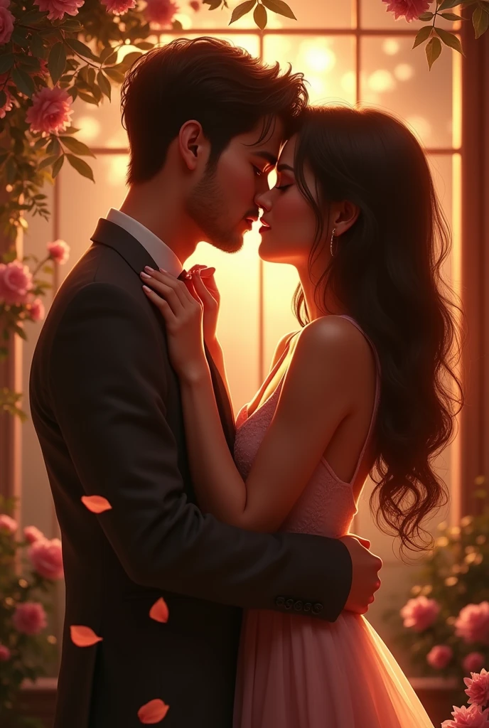 Couple kissing in romantic mode
