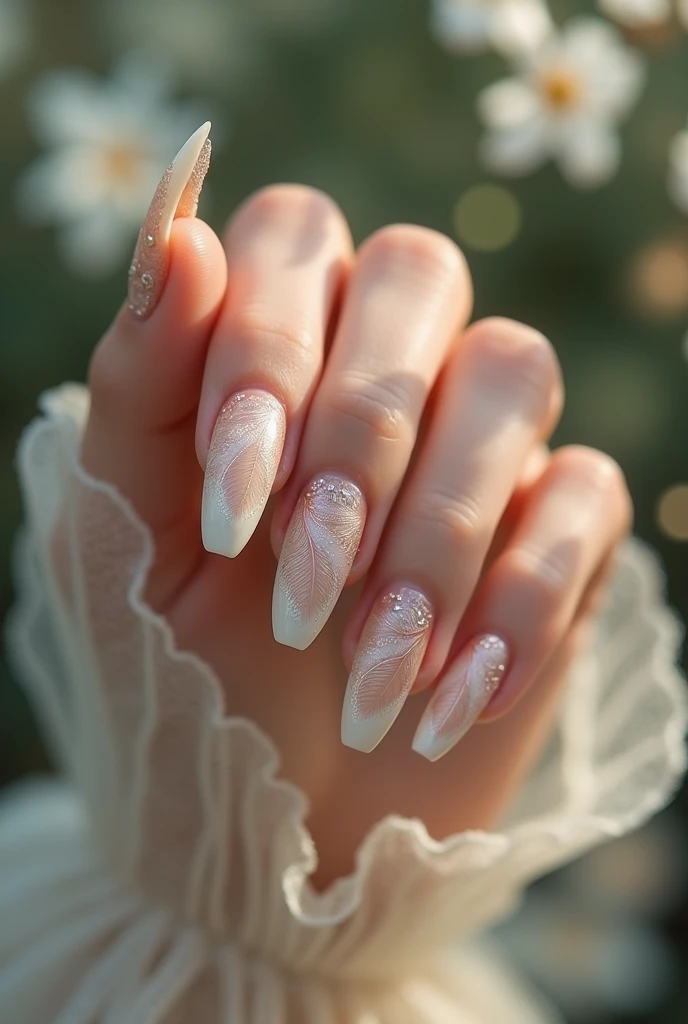 Make me nails inspired by feathers