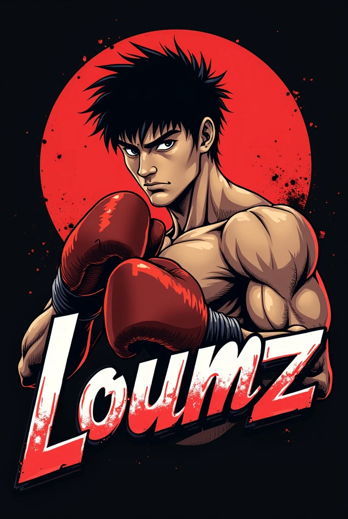 Improvise me a logo with takamura mamoru and the word loumz
