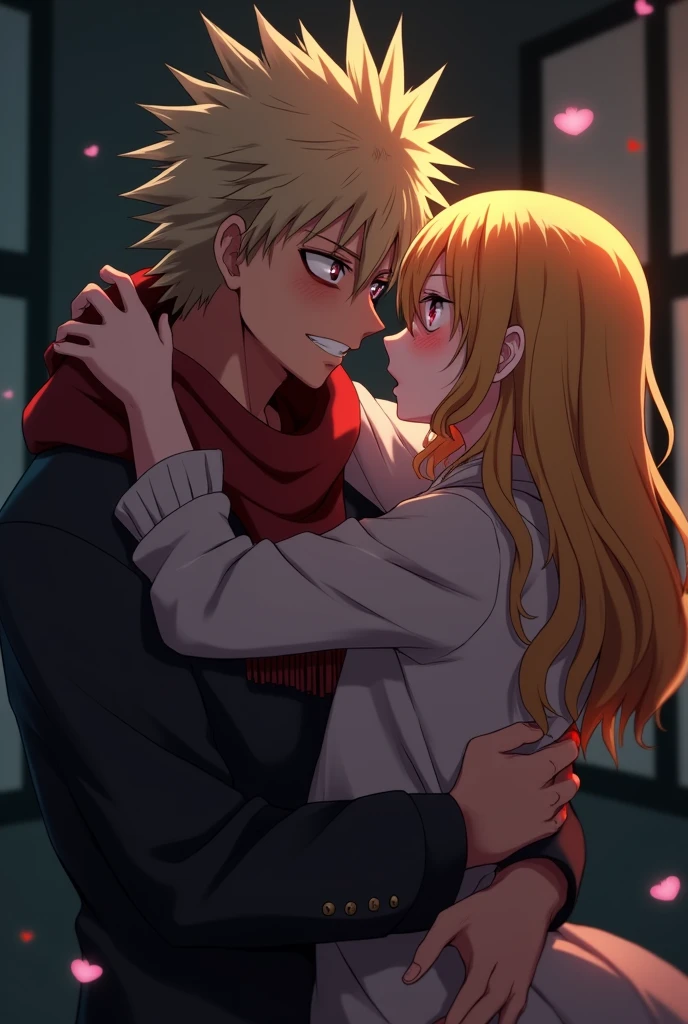 Katsuki bakugo dans mha qui embrasse une fille 