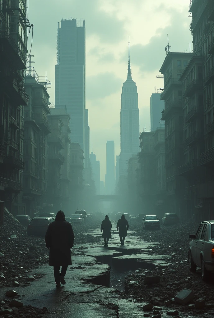 Apocalyptic city on a broken plate