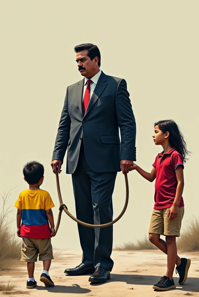 Nicolás Maduro President of Venezuela Let the president of Venezuela come out with a leash and tied to it a person painted like the Venezuelan flag Let the child come out normal 