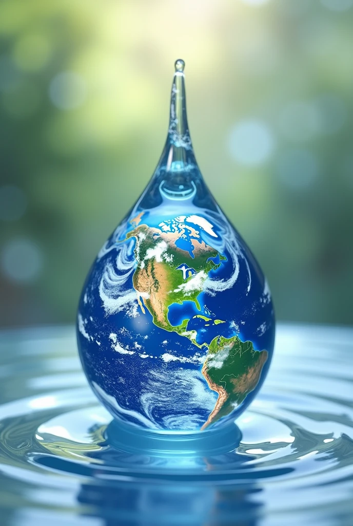 In a drop of water put the beloved planet Earth, that says akuavital SAS in the center as if it were a logo and below it says treated drinking water, lively,