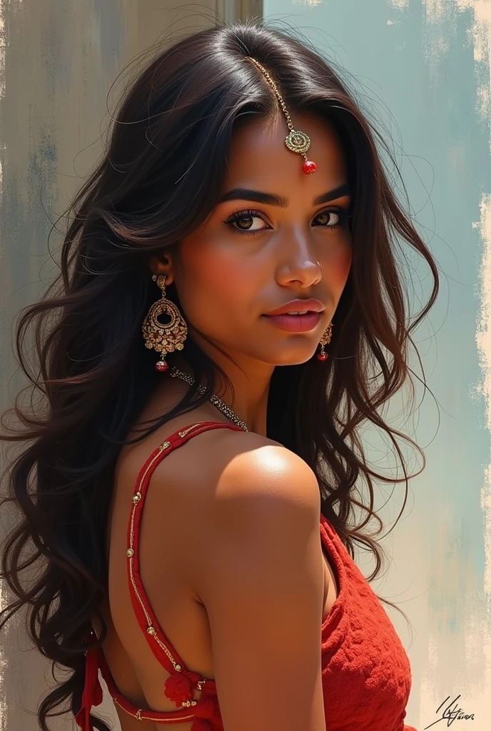 ((speedpaint) +++ Retrato de uma mulher, Indian ,pintura com faca de paleta, estilo impressionista, Brushstroke technique, Great strokes
