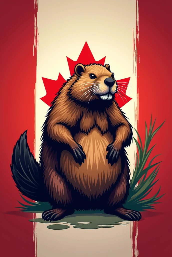 Canada themed flag with a beaver