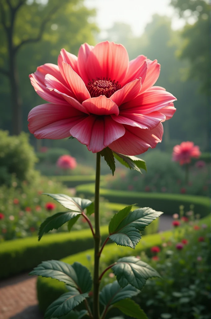 A beautiful flower in a garden realistic 