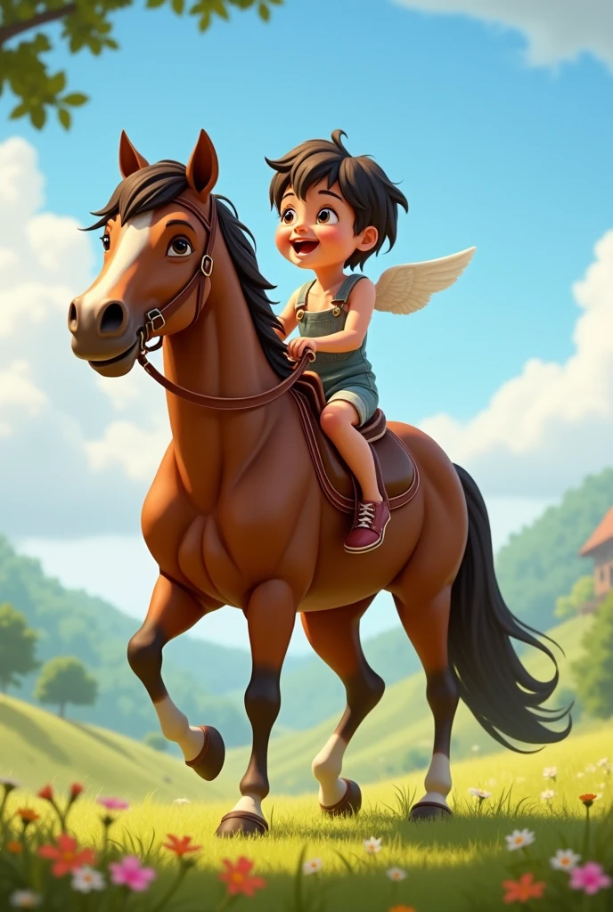 I want an image where a child is riding a horse
