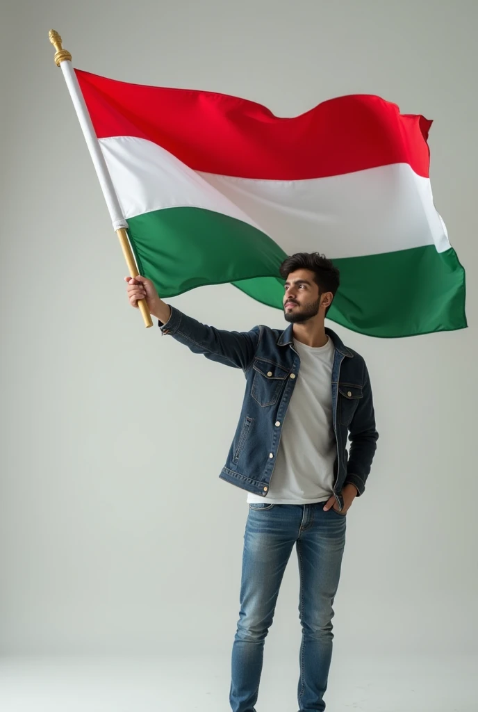Pakistani student holds Hungarian flag