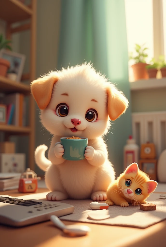 Baby animals doing human activities (e.g., puppies baking, kittens on laptops).