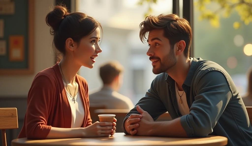 Realistic people having a conversation.