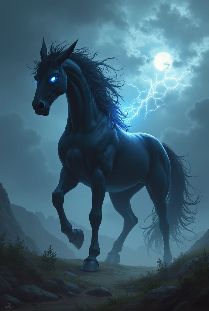 a horse and dark pokemon 