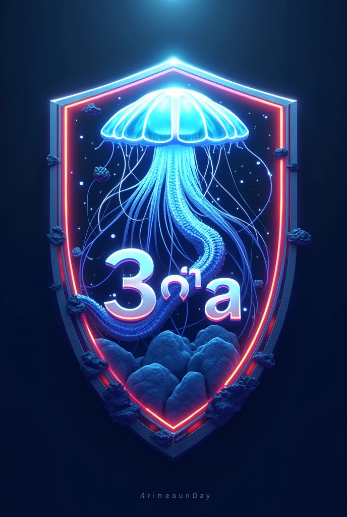Create a shield for school games using the jellyfish as a mascot and the writing "3°A" somewhere in the shield