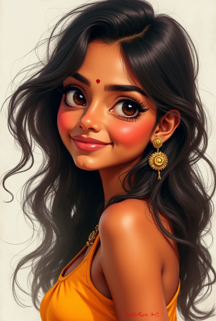 ((speedpaint) +++ Retrato de uma mulher, Indian ,pintura com faca de paleta, estilo impressionista, Brushstroke technique, Great strokes, cute, smiling