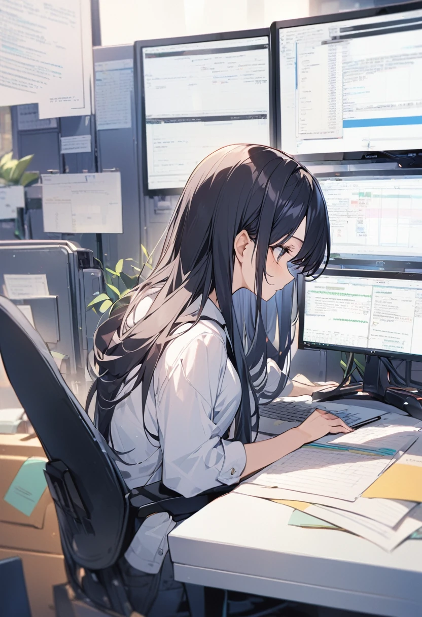 Beautiful office、Woman from behind、programming