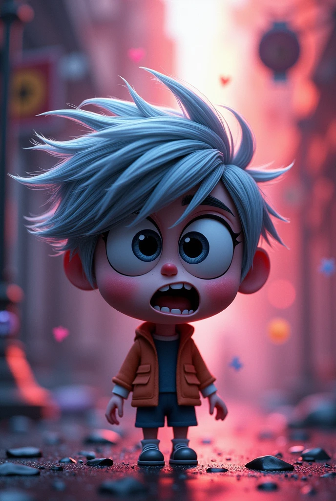 Character inspired by the thrill of suspense in the style of “inside out” I mean the cartoon guy from the movie with gray hair, that it be and be representative