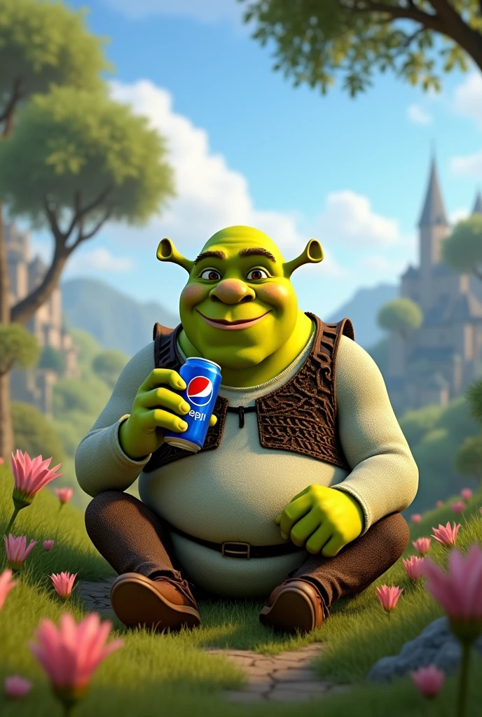 Sherk drinking Pepsi