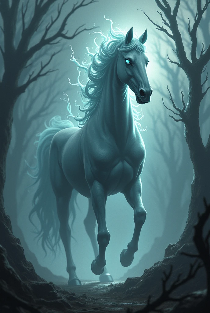 a horse-inspired ghost and dark legendary pokémon