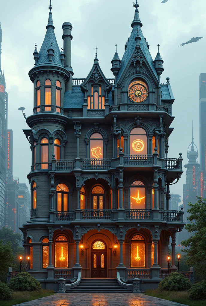 Cyberpunk house in Vitorian style.