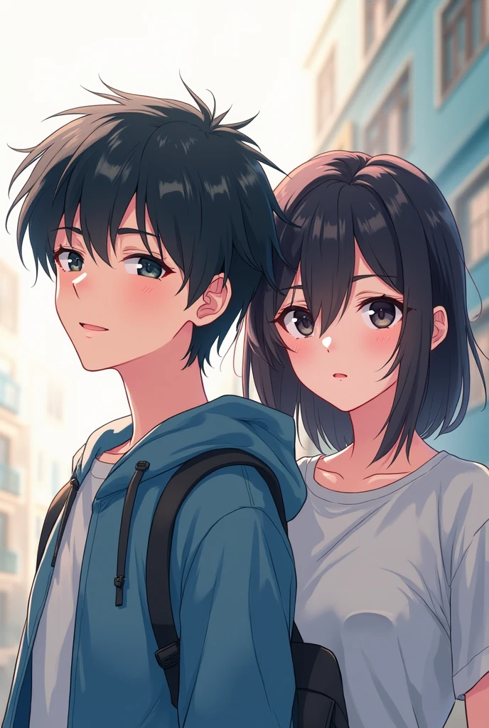 Anime style cover of , a Young s, one with pale skin, The other brunette, both with dark hair and black eyes