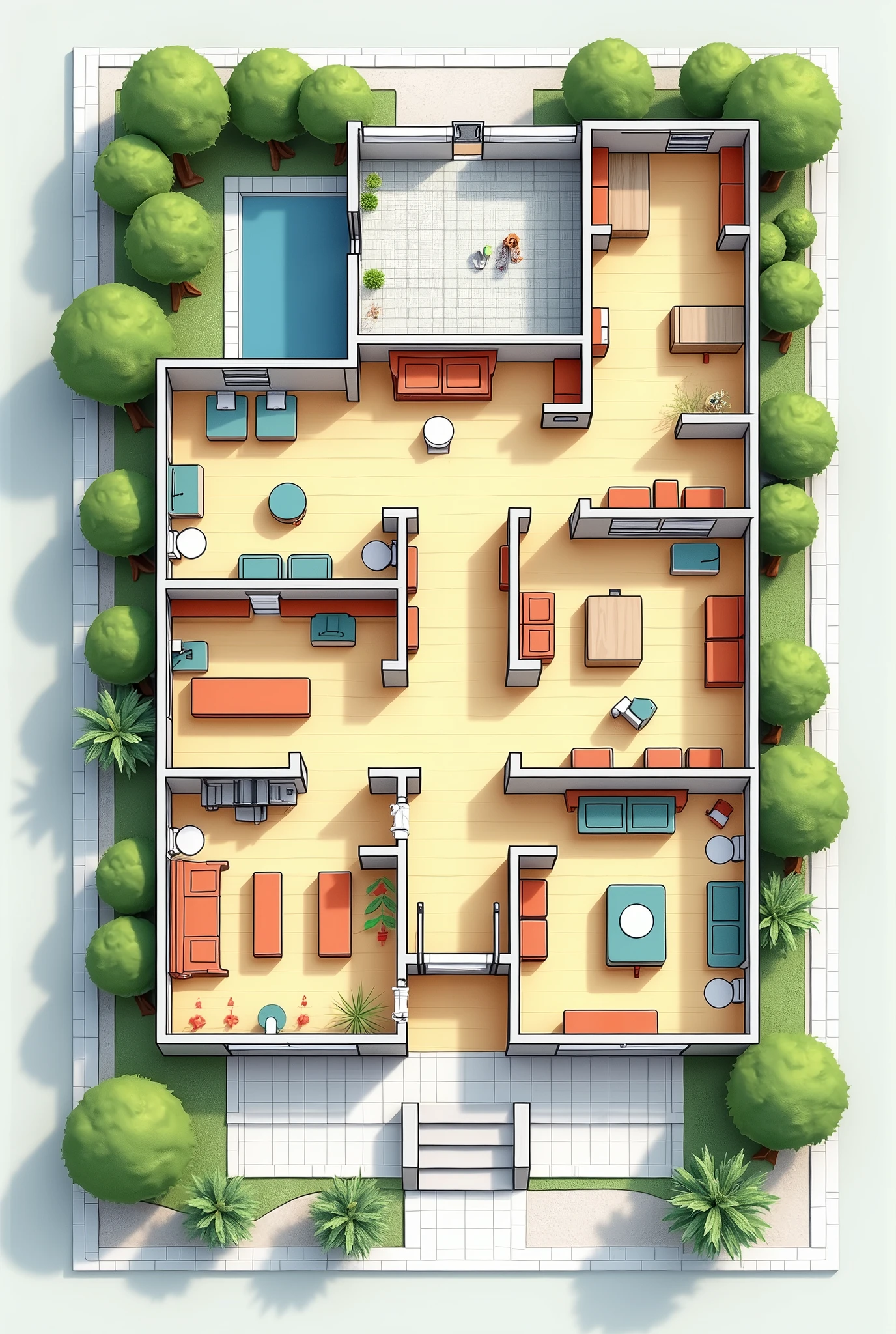 Floor plan of a two-story school for children aged 5 to