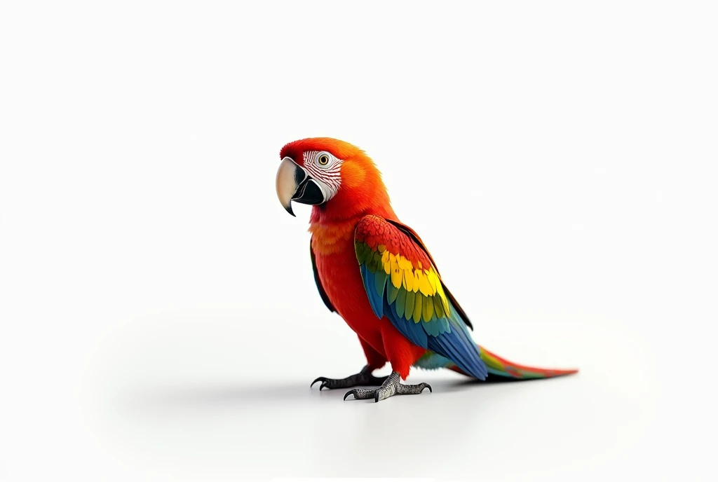 (photorealism:1.2), A parrot sitting is isolated in the white background