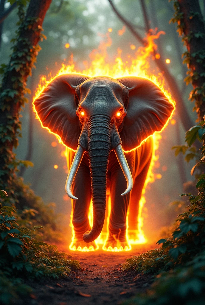 Elephant burn in jungle