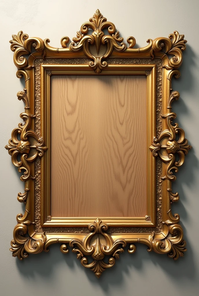Square wooden board with a golden decorative frame