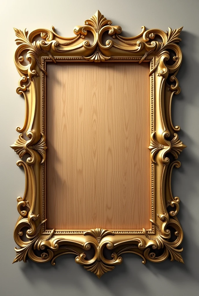 Square wooden board with a golden decorative frame