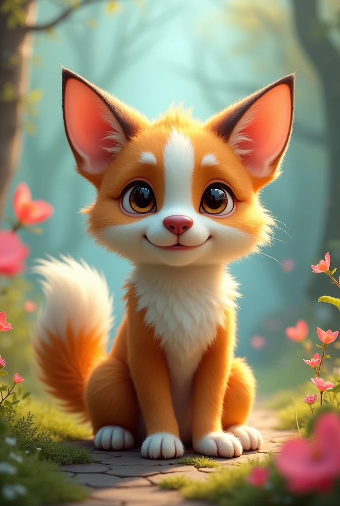 a dog with cat ears