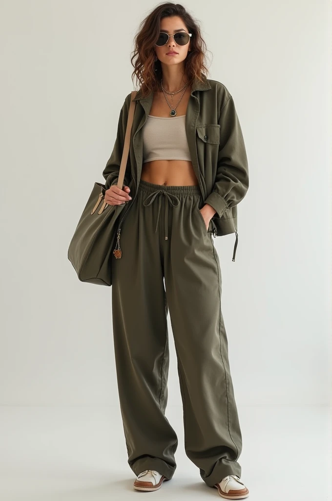 The indian men model wearing  trackpant colour olive  print- THE ZOVEN