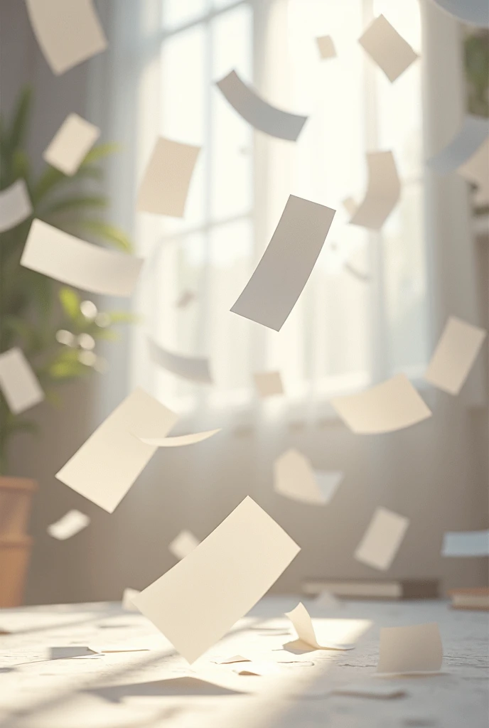 White Papers Flying Through the Air