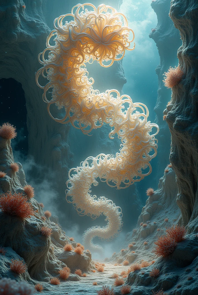 3d fractal steam and william blake and haeckel style