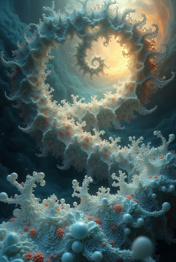 3d fractal steam and william blake and haeckel style