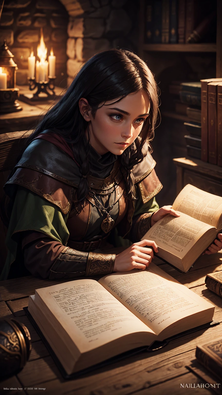 cover of a medieval fantasy tabletop rpg book in dark fantasy style