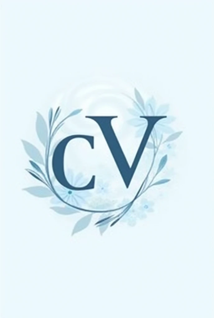 create a logo with the letter c, v with blue color and less realistic background flowers