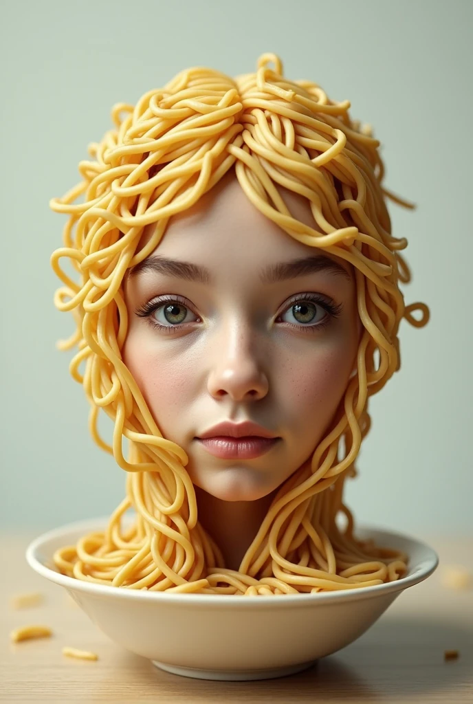 Create a cup mask face in the noodles