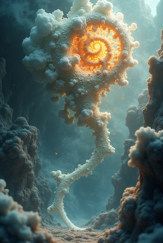 3d fractal steam and william blake and haeckel style