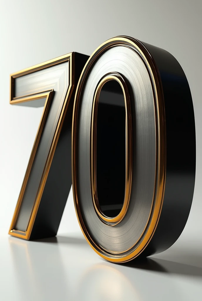 Retro number 70, in 3D and 4K, in black, silver and gold colors. May this number be very creative, and striking, very impressive and attract a lot of attention.