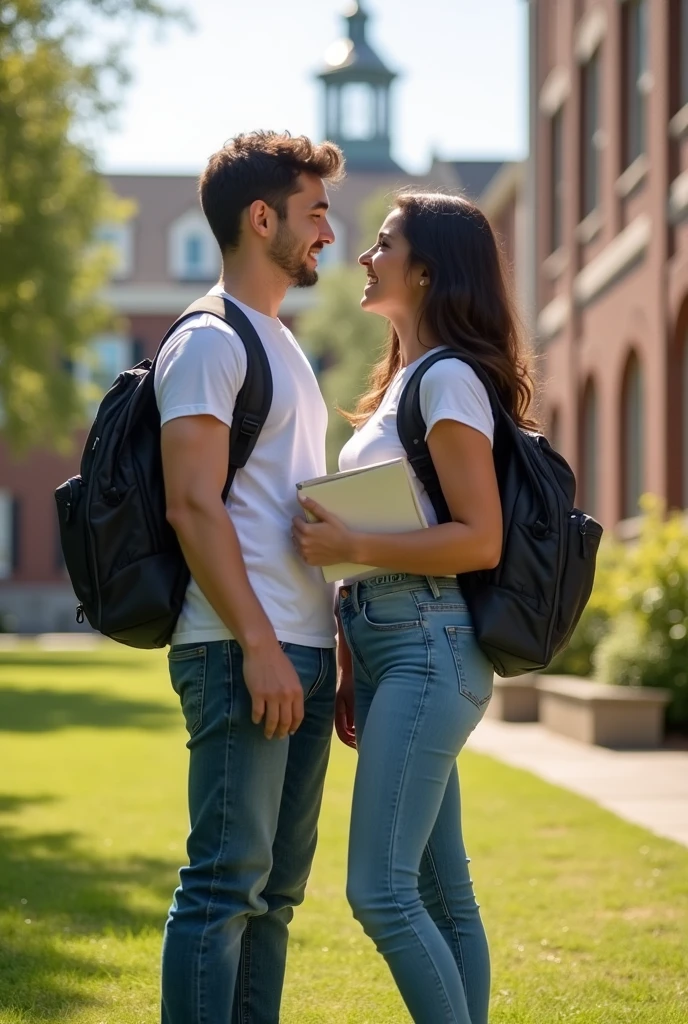 Friends in front of college