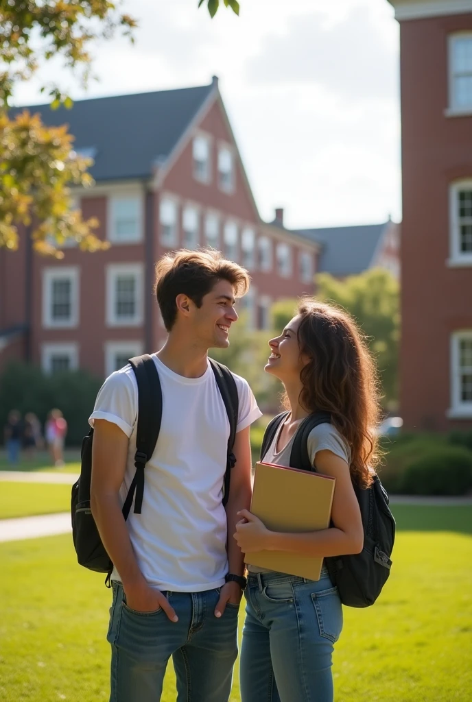 Friends in front of college