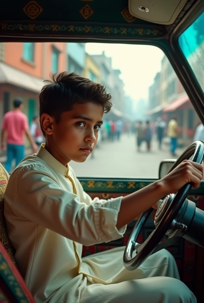 Pakistani boy driv car