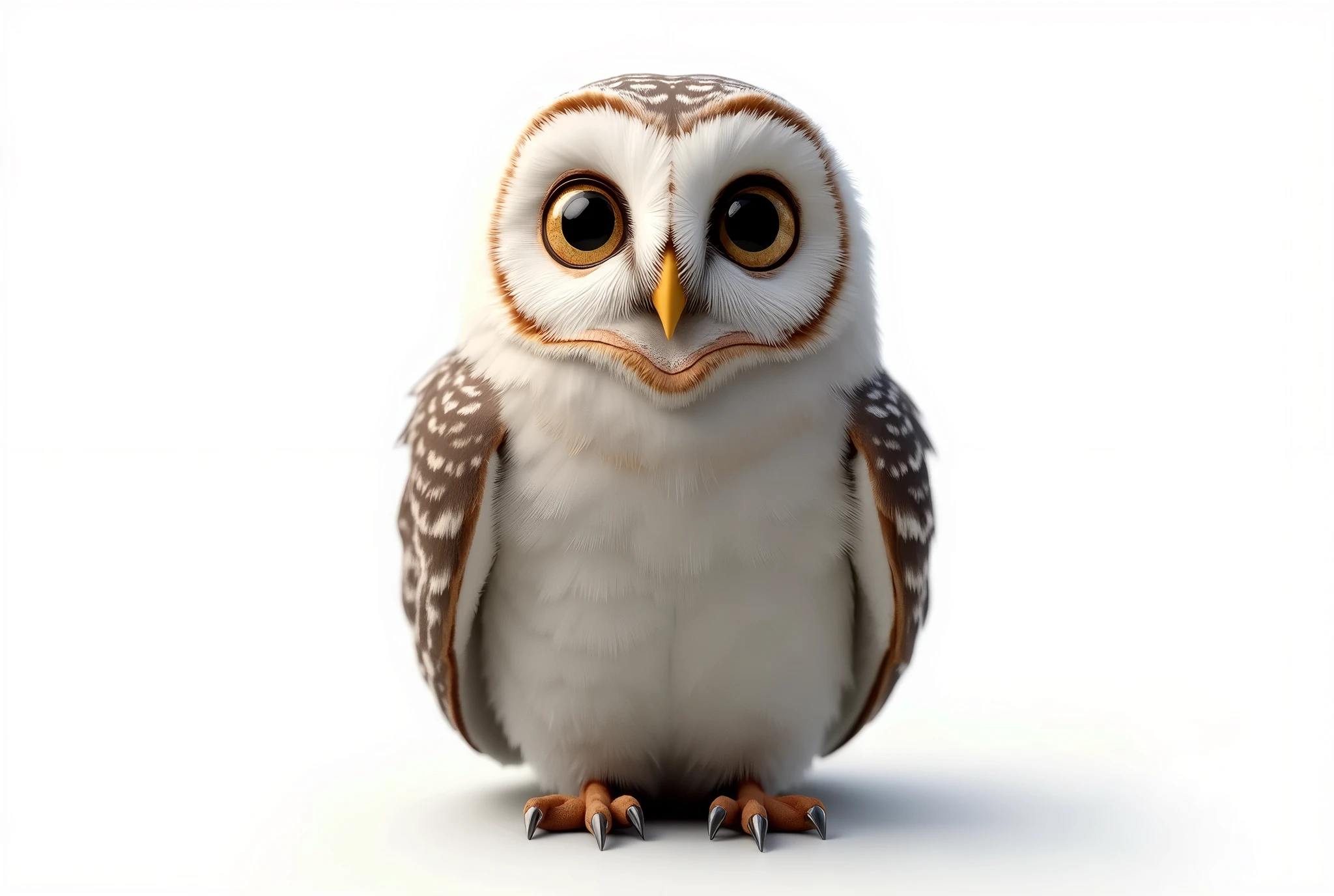 (photorealism:1.2), A sitting owl is isolated in the white background