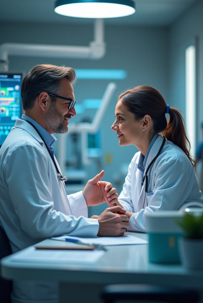 create an impactful healthcare-related image (such as a dental office) Professional Collaboration: representing collaboration between healthcare professionals, such as a dentist and a doctor, working together.