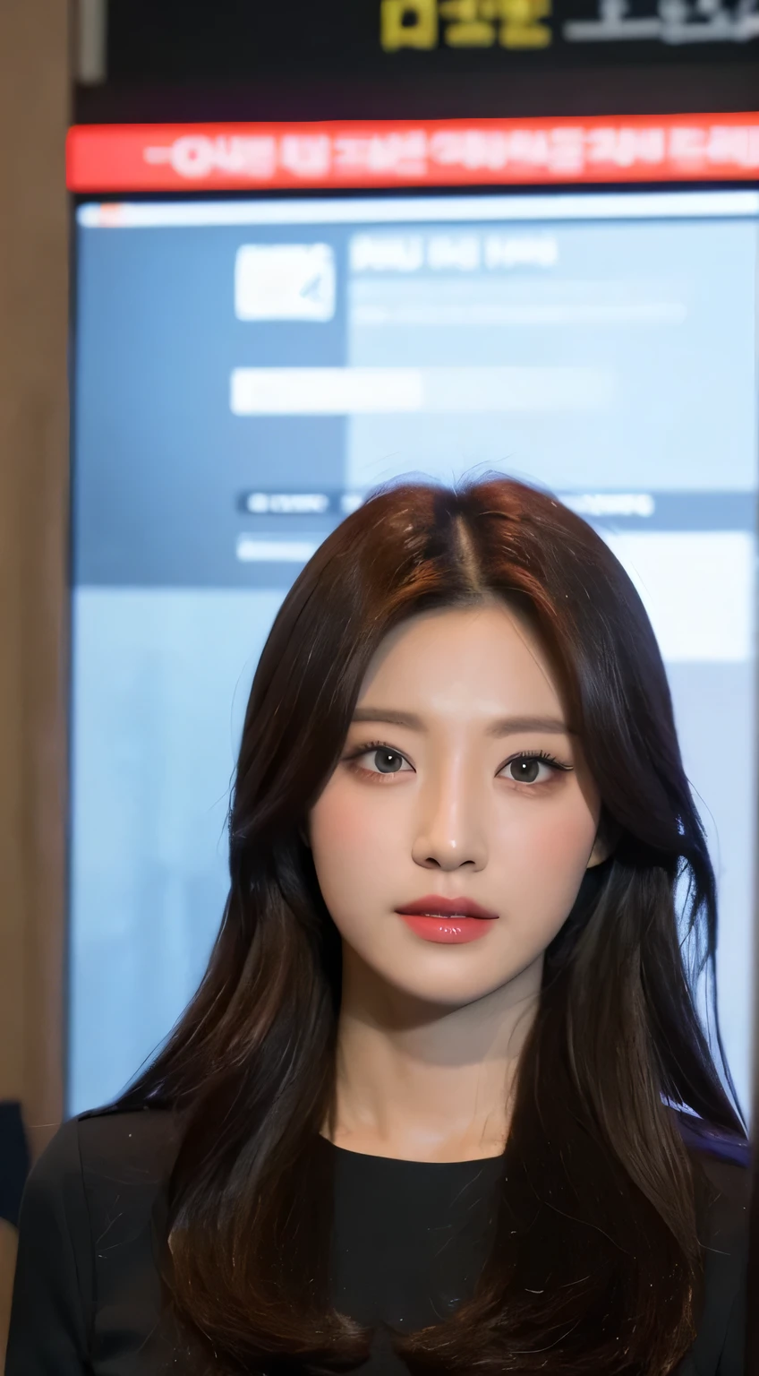 A Seoul, corps entier Realist, best quality, head of&#39;artwork, ultra haute résolution, 8k, RAW, HD, 4K, Realist, reel, (photo realistic:1.4), Physics-based rendering, depth of ﬁeld, regarder les spectateurs, mince, (Session:1.1), in the bedroom, beautiful detailed face, 1 fille, Mignon, young, nose blush, grands yeux noirs, bouche fermer, smalll breasts, Brown hair, long straight hair, no bangs, front not hidden by hair, BOUCHE FERMER, detailed clothing, (pyjamas:1.3)