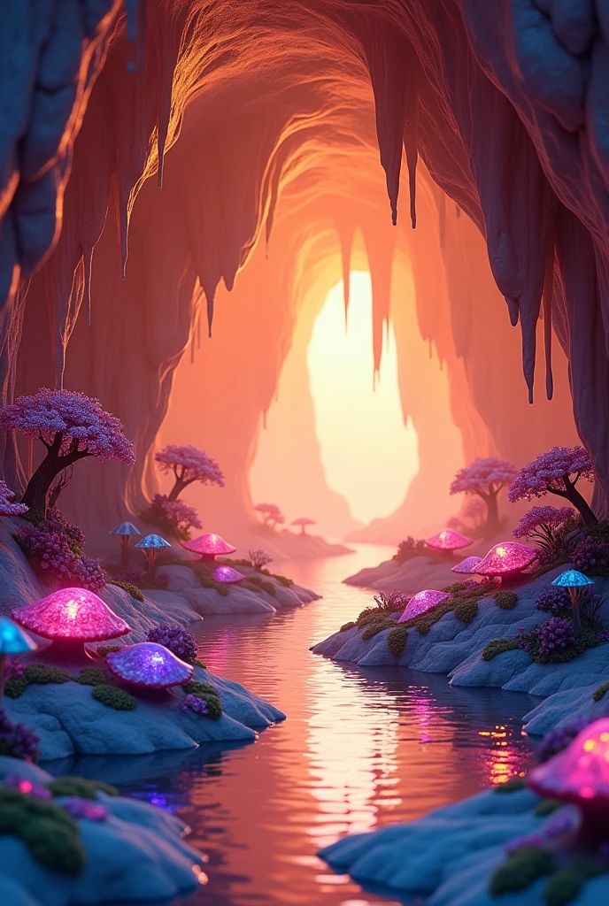 make me a more colorful animated cave background