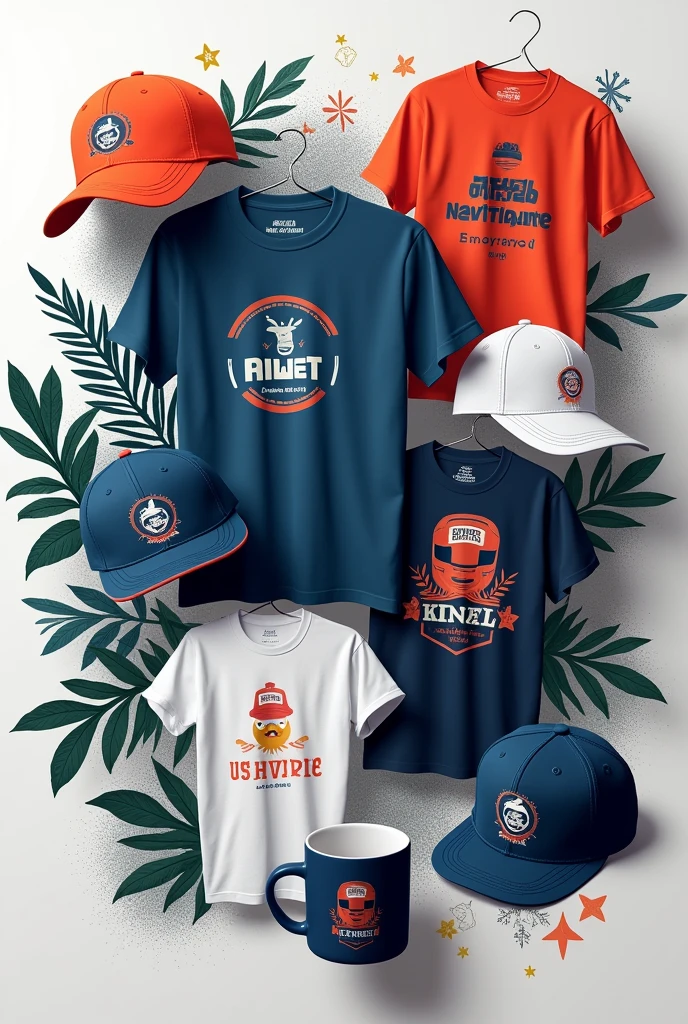 A4 size poster for printing and advertisement shop. Shop name is Hiwet. Poster composed smart t-shirt,mug,cap design