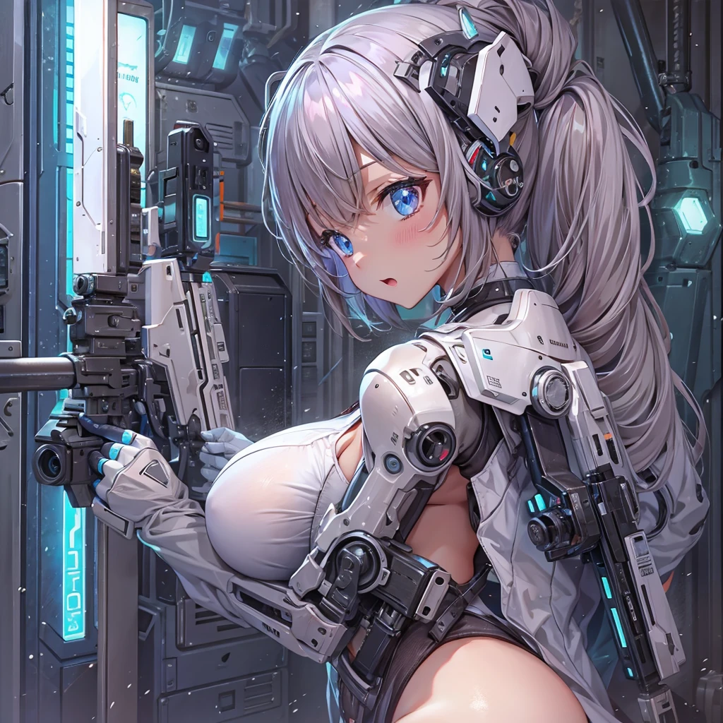Android、cute、Girl、Machine Body、Beautiful body lines、Gun of the Future、back、Too much exposed skin、Big Breasts、Big Ass、Random sexy poses、NSFW