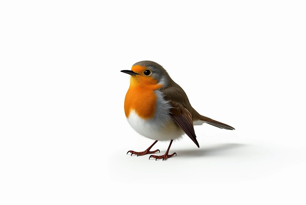 (photorealism:1.2), A sitting robins is isolated in the white background
